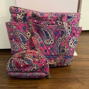 Vera Bradley Tote & Travel Makeup Bag Combo